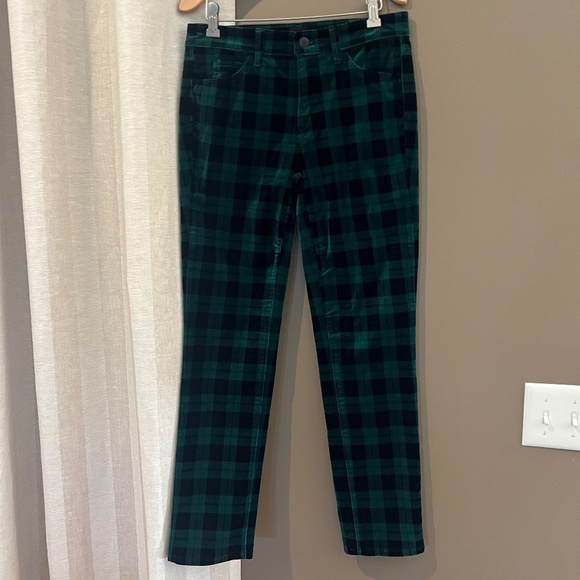 Talbots Women's Stretch Velveteen Straight Leg Holiday Plaid, Size 2P - Picture 2 of 13